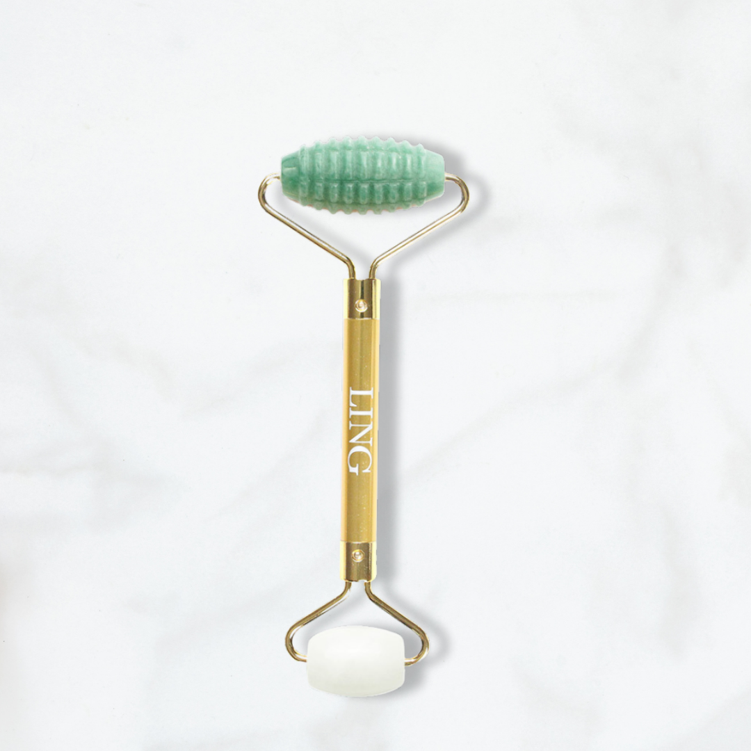 LING Aventurine (Microneedling) Facial Roller + White Jade Eye Roller