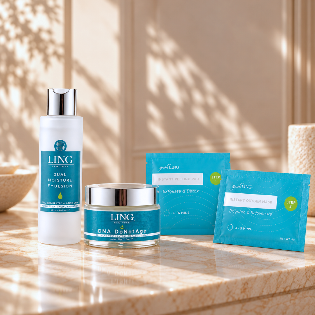 The LING Timeless Glow Discovery Set: 3-Step Age-Defying Ritual
