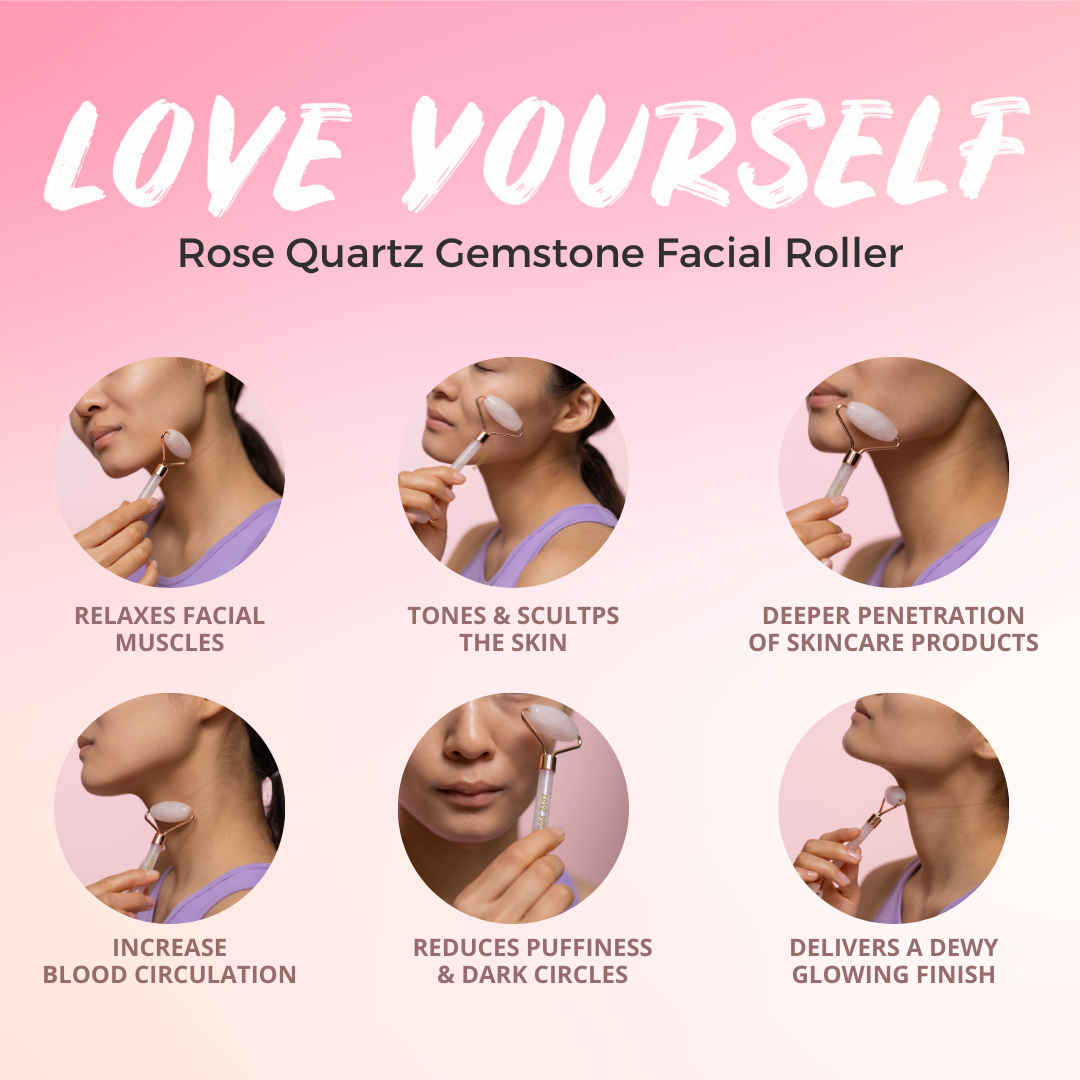 Love Yourself Rose Quartz Gemstone Roller