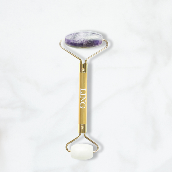 LING Amethyst Facial Roller + White Jade Eye Roller
