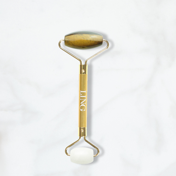 LING Tiger's Eye Facial Roller + White Jade Eye Roller