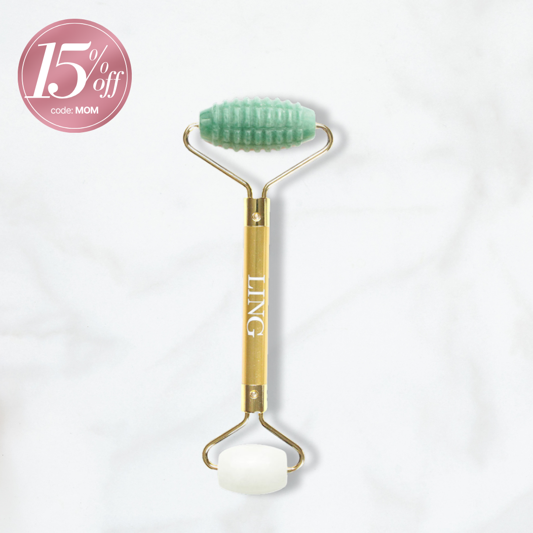 LING Aventurine (Microneedling) Facial Roller + White Jade Eye Roller