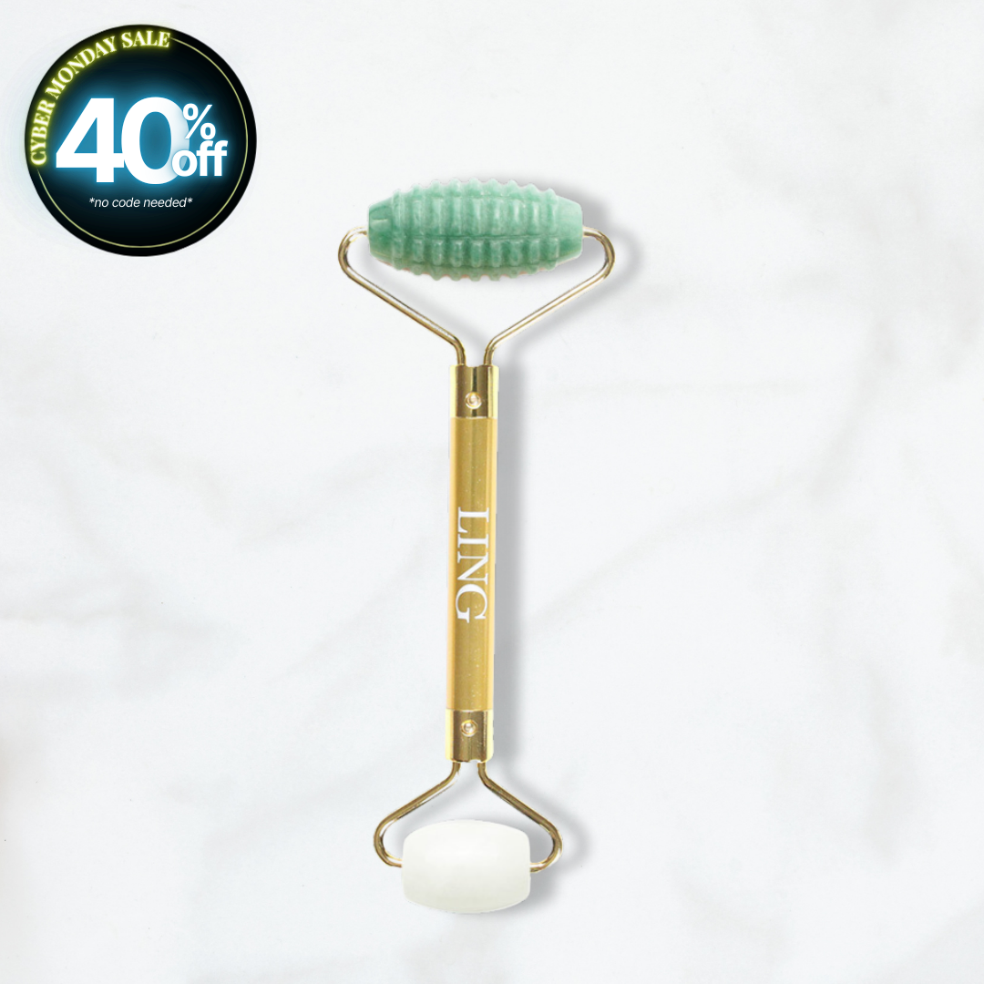 LING Aventurine (Microneedling) Facial Roller + White Jade Eye Roller