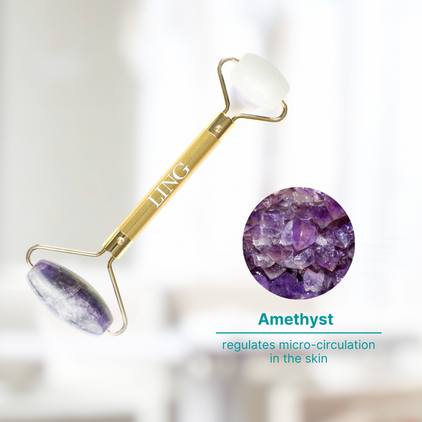 LING Amethyst Facial Roller + White Jade Eye Roller